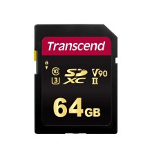 .64GB  SDXC Card (Class 10) UHS-II, U3, Transcend 