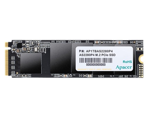 .M.2 NVMe SSD   512GB  Apacer AS2280P4 [PCIe 3.0 x4, R/W:2100/1500MB/s, 250K/240K IOPS, 3D TLC]