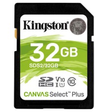 .32GB  SDHC Card (Class 10) UHS-I, U1, Kingston Canvas Select Plus 