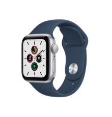 Apple Watch SE 40mm Aluminum Case with Abyss Blue Sport Band, MKNY3 GPS, Silver
