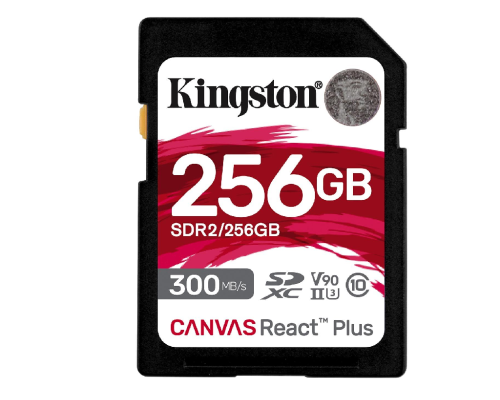 .256GB  SDXC Card (Class 10) UHS-II , U3, Kingston Canvas React Plus 