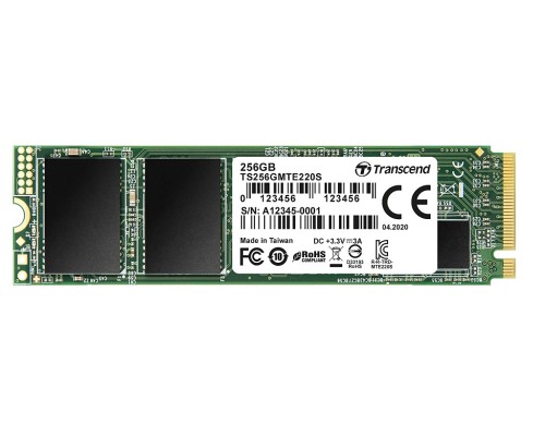 .M.2 NVMe SSD    256GB Transcend 220S [PCIe 3.0 x4, R/W:3500/2100MB/s, 210/290K IOPS, SM2262, 3DTLC]