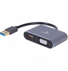 Adapter USB 3.0 male to HDMI & VGA sockets, HDMI 4K (30Hz) Cablexpert 