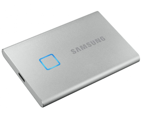 2.0TB (USB3.2/Type-C) Samsung Portable SSD T7 Touch, FP ID, Silver (85x57x8mm, 58g, R/W:1050MB/s)