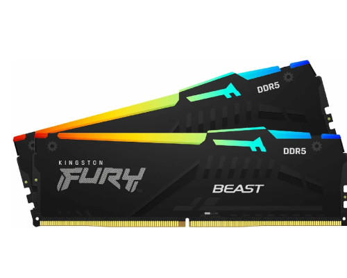 32GB DDR5-6000MHz  Kingston FURY Beast RGB (Kit of 2x16GB) (KF560C40BBAK2-32), CL40-40-40, 1.35V,Blk