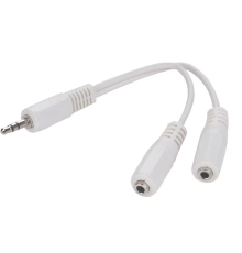 Audio spliter cable 0.1m 3.5mm 3pin plug to 3.5 mm stereo + mic sockets, Cablexpert CCA-415W, WHITE