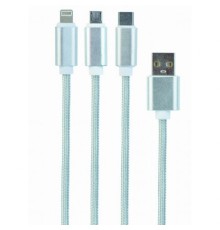 Cable  3-in-1 MicroUSB/Lightning/Type-C - AM, 1.0 m, SILVER, Cablexpert, CC-USB2-AM31-1M-S