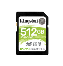 512GB  SDXC Card (Class 10) UHS-I , U3, Kingston Canvas Select Plus 