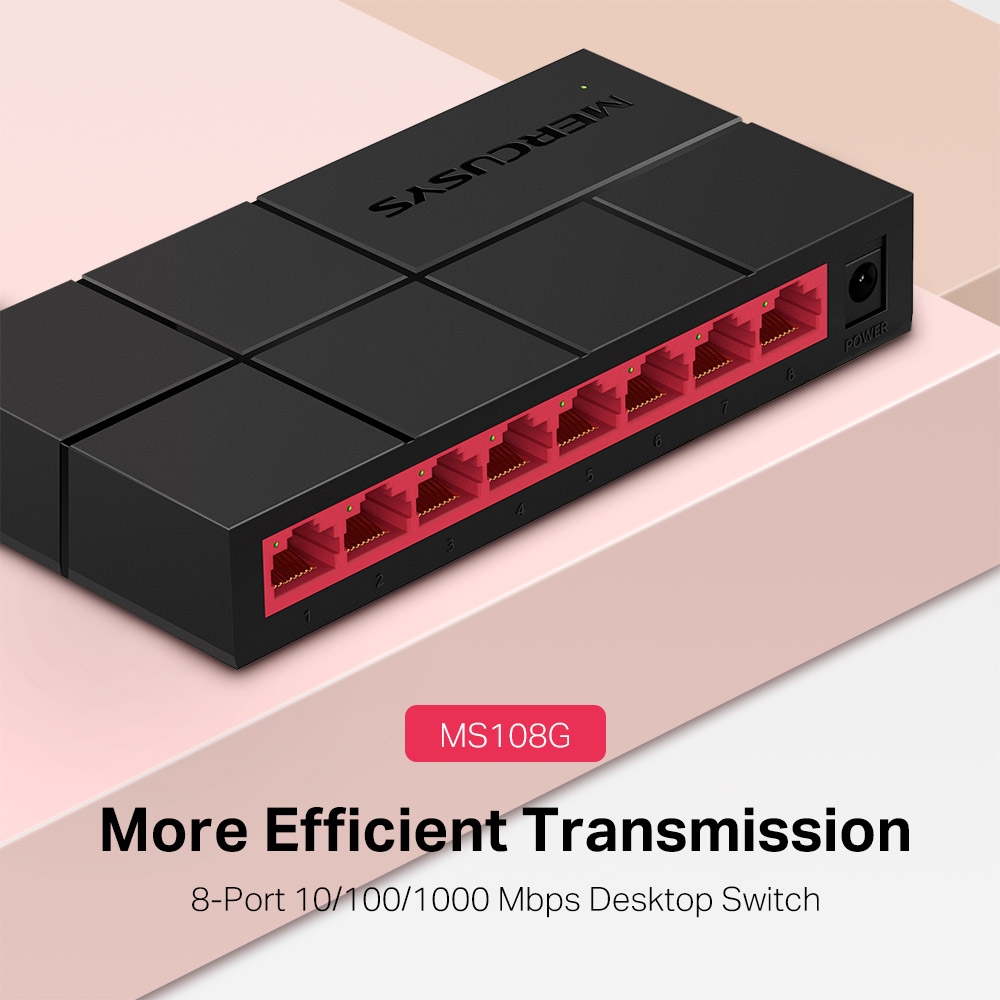 .8-port 10/100/1000Mbps Desktop Switch  MERCUSYS "MS108G", Plastic Case
