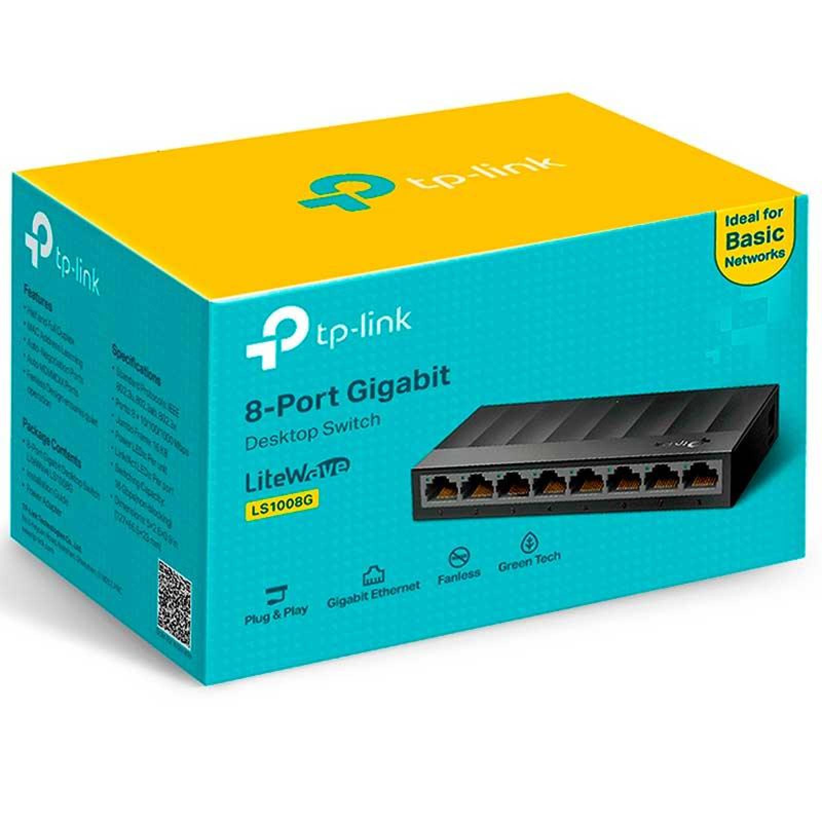 .8-port 10/100/1000Mbps Switch TP-LINK LiteWave "LS1008G", Plastic Case
