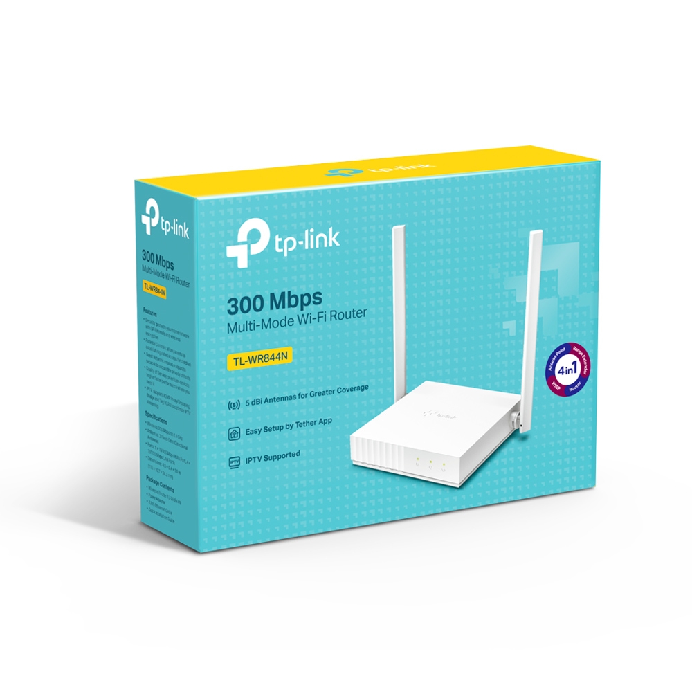 Wi-Fi N TP-LINK Router, "TL-WR844N", 300Mbps, MIMO, WISP