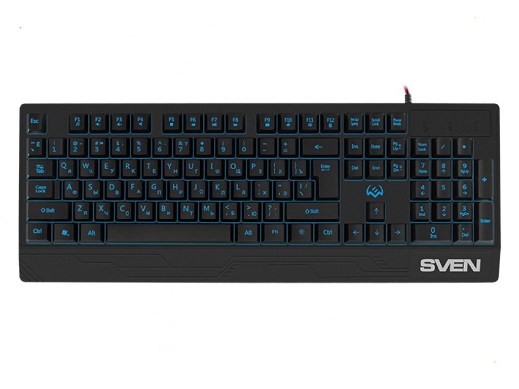 Gaming Keyboard SVEN KB-G8300, Fn keys, Backlight, WinLock, Splash proof, 1.8m, USB, EN/RU, Black