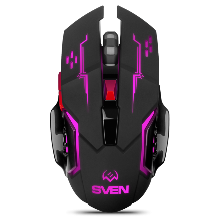 Gaming Wireless Mouse SVEN RX-G930W, 800-2400 dpi, 6 buttons, 101g., Ambidextrous, Silent, Backlight, 400mAh, 2.4Ghz, Black