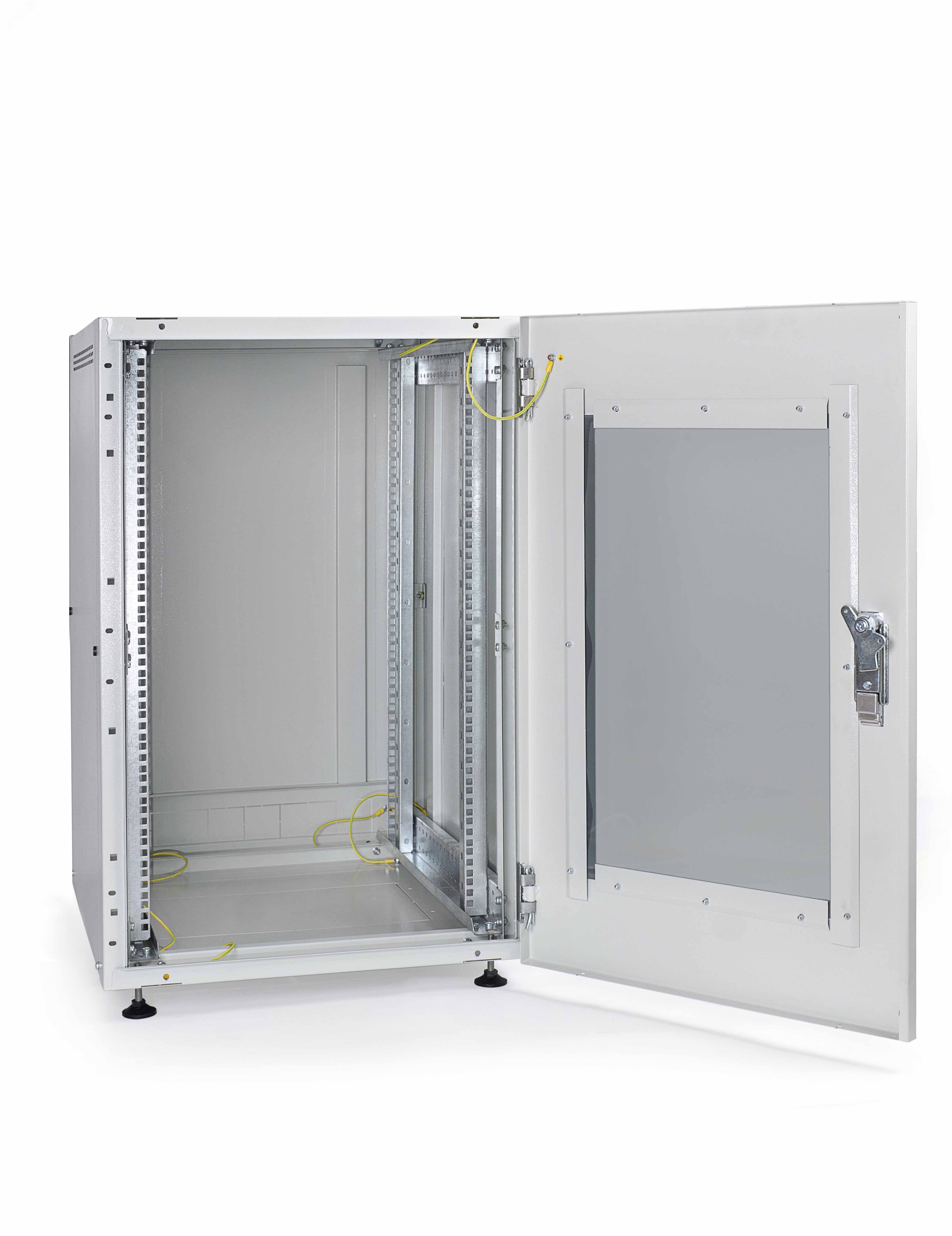 19" 18U Standard Floor Rack, SN-NO 19" 18U-06-08-ДC-ПГ-2БГ, 600х800х935/970*, Glass Door, Black