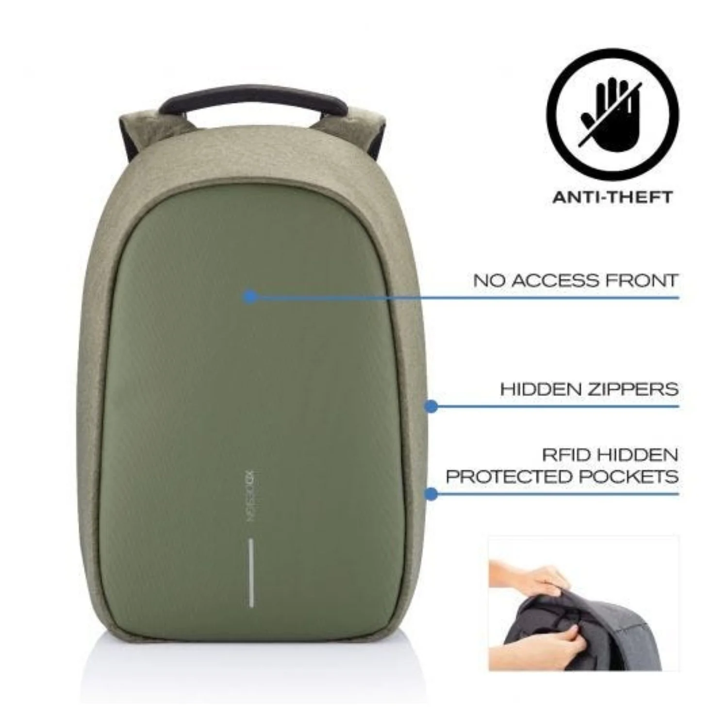 Backpack Bobby Hero Regular, anti-theft, P705.297 for Laptop 15.6" & City Bags, Green
