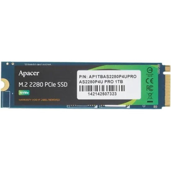 .M.2 NVMe SSD 1.0TB  Apacer AS2280P4 [PCIe 3.0 x4, R/W:3000/2000MB/s, 530K/420K IOPS, 800TB, 3D TLC]
