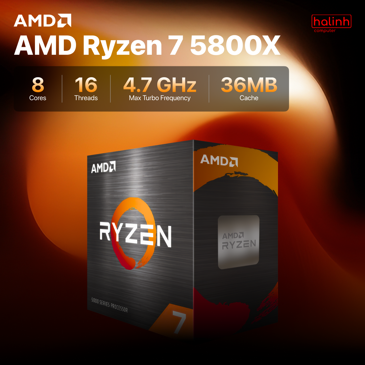CPU AMD Ryzen 7 5800X  (3.8-4.7GHz, 8C/16T, L2 4MB, L3 32MB, 7nm, 105W), Socket AM4, Tray