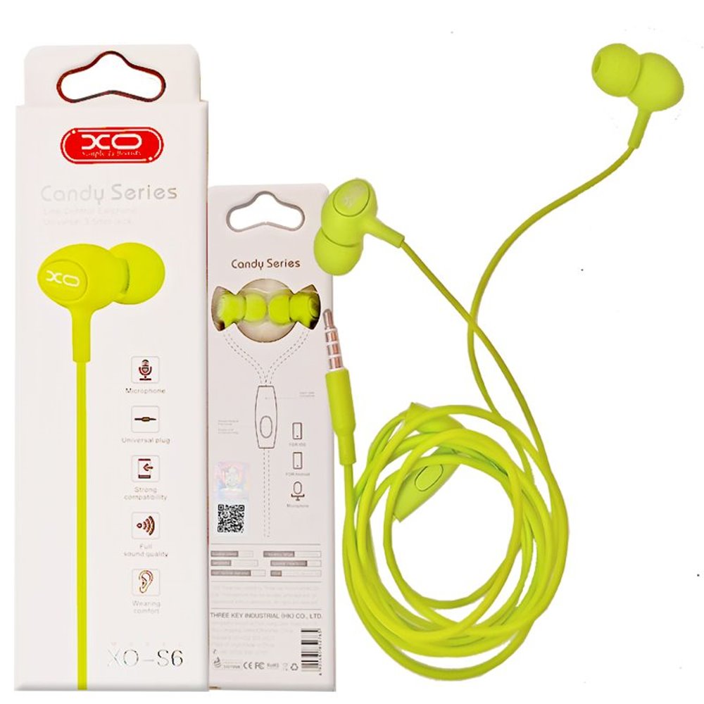 XO earphones, S6 Candy music, Green