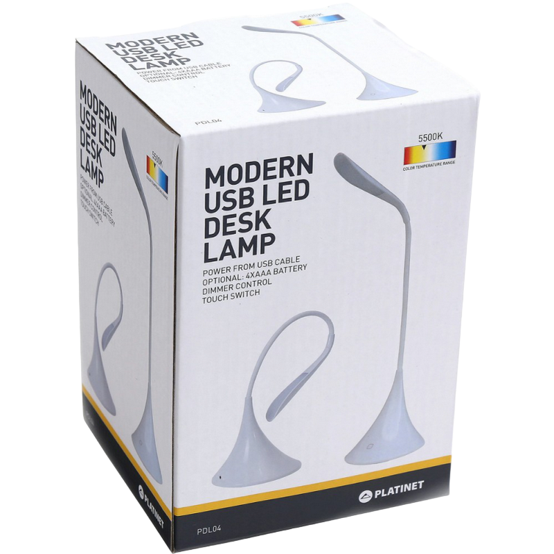 PLATINET DESK LAMP 3,5W FLEXIBLE USB POWER WHITE [43826]