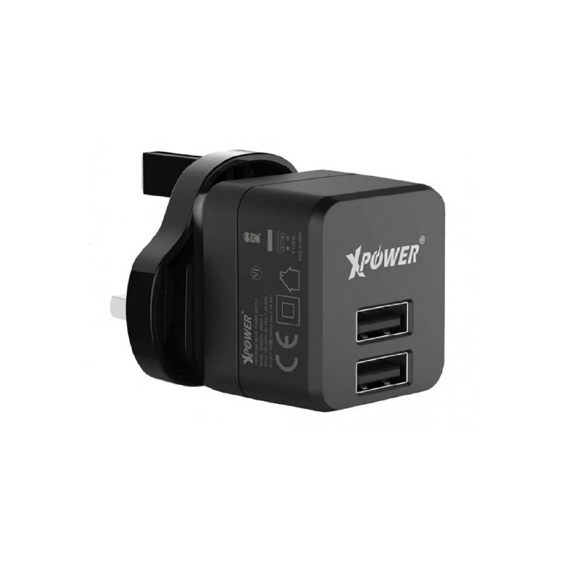 Wall Charger XPower + Lightning Cable, 2USB, 2.4A, Black