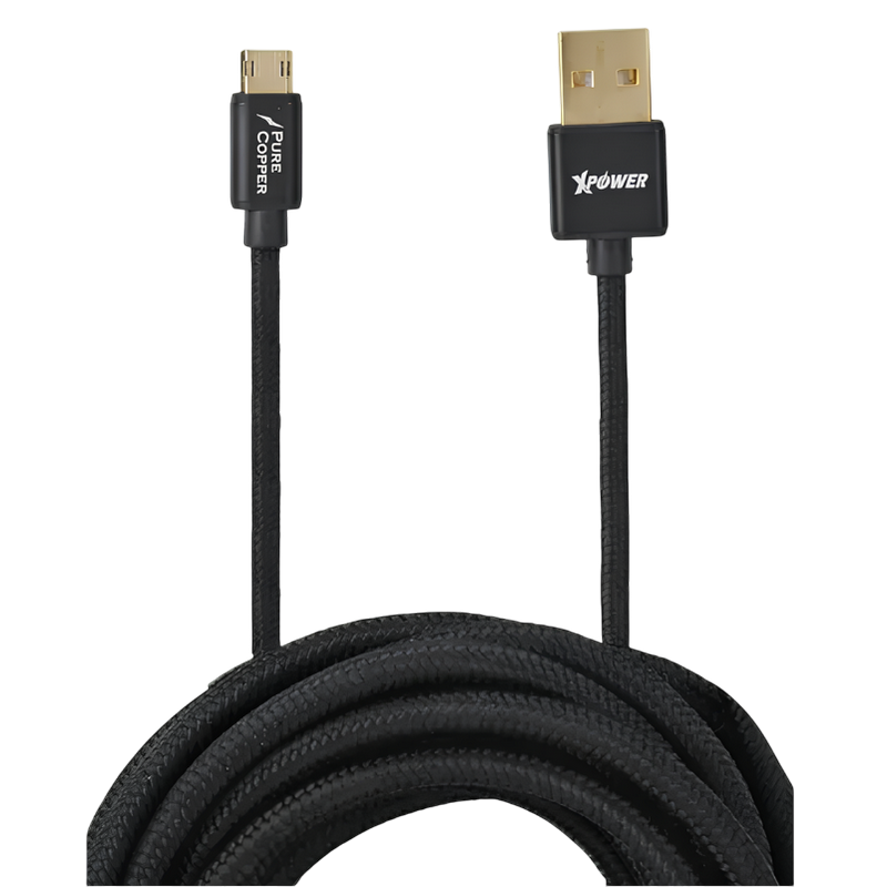 Micro-USB Cable Xpower, Nylon, 2m, Black