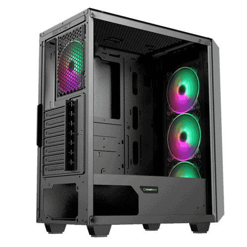 Case ATX GAMEMAX Revolt, w/o PSU, 0.5mm, 4x120mm ARGB. ARGB HUB, Tempered Glass, Front Mesh, Dust Filter, 1xUSB3.0, 1xUSB2.0, 2x3.5", 2x2.5", Black