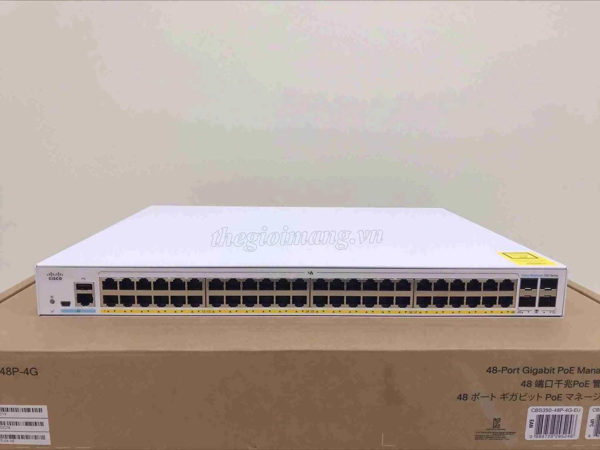 48-port Gigabit PoE Managed Switch Cisco CBS350-48P-4X, 4 x 10G SFP+