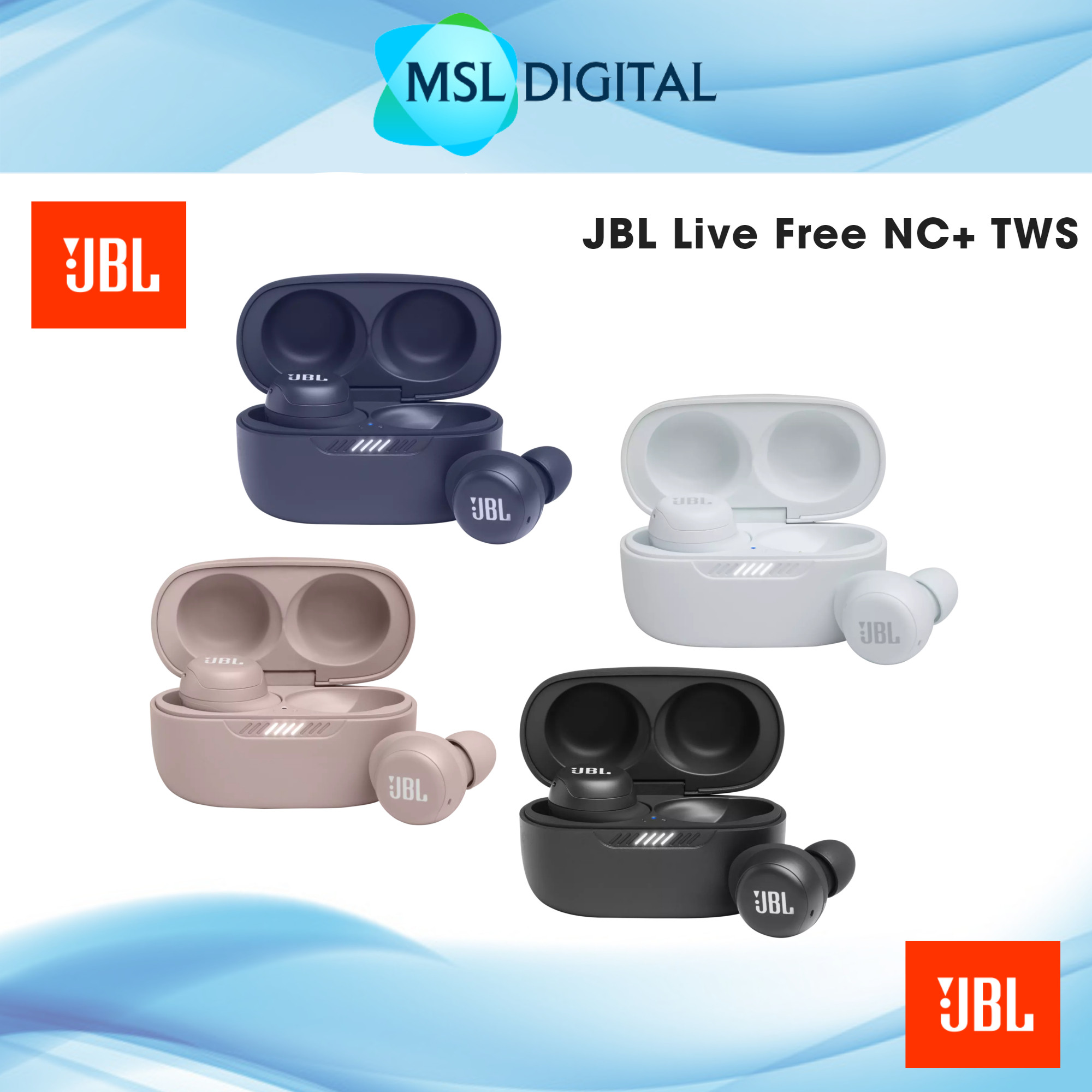 True Wireless JBL  LIVE Free NC+  White TWS Adaptive Noise Cancelling