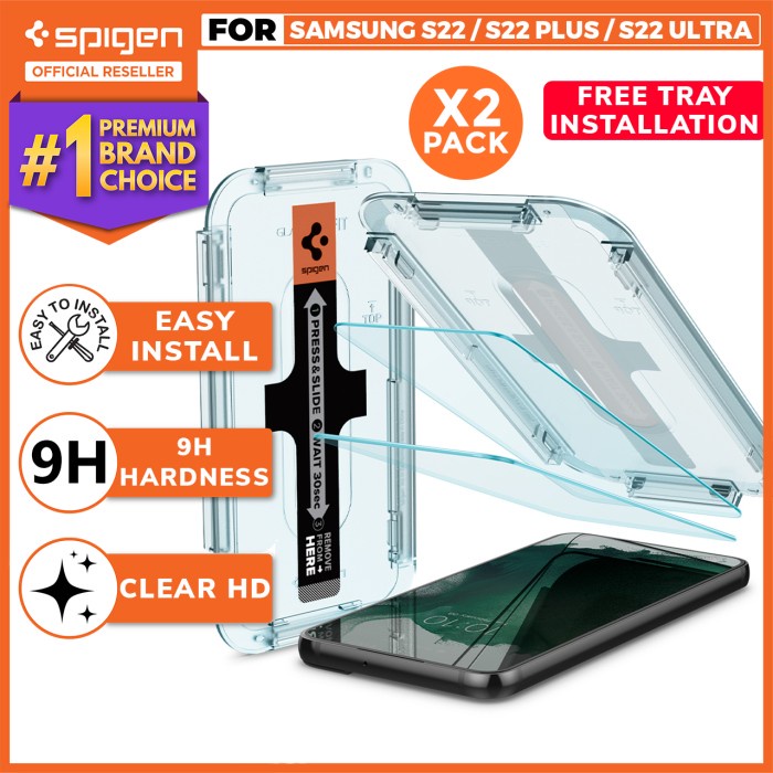 Spigen Samsung S22+, EZ FIT, 2pcs, Tempered Glass