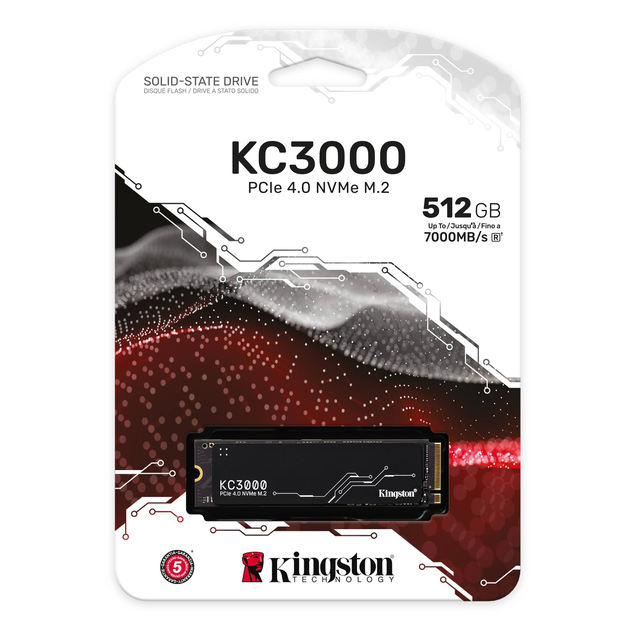 .M.2 NVMe SSD   512GB Kingston KC3000 [PCIe 4.0 x4, R/W:7000/3900MB/s, 450/900K IOPS, 400TBW, 3DTLC]