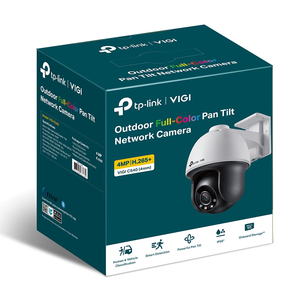 TP-Link Pan Tilt Outdoor Network Camera"VIGI C540", 4mm, 4MP, Full-Color, PoE, IP66