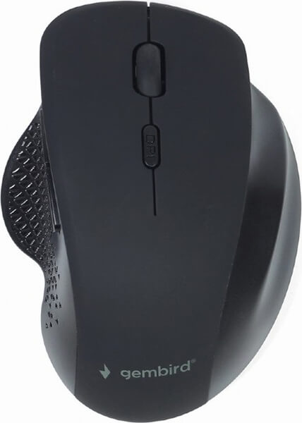 Wireless Mouse Gembird MUSW-6B-02, Optical, 800-1600 dpi, 6 buttons, Ergonomic, 1xAA, Black