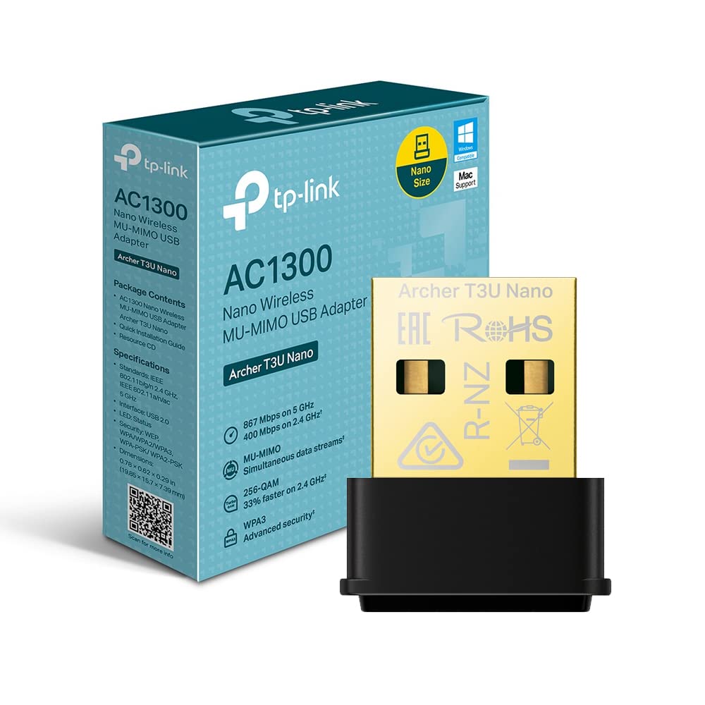 USB2.0 Nano Wi-Fi AC Dual Band LAN Adapter TP-LINK "Archer T3U Nano", 1300Mbps, MU-MIMO