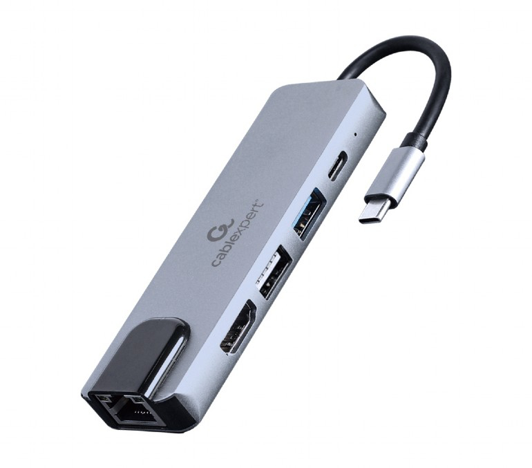 Docking Station Gembird A-CM-COMBO5-04, USB3.1, USB-C, USB2.0, HDMI, LAN, PD 87W, Metal housing