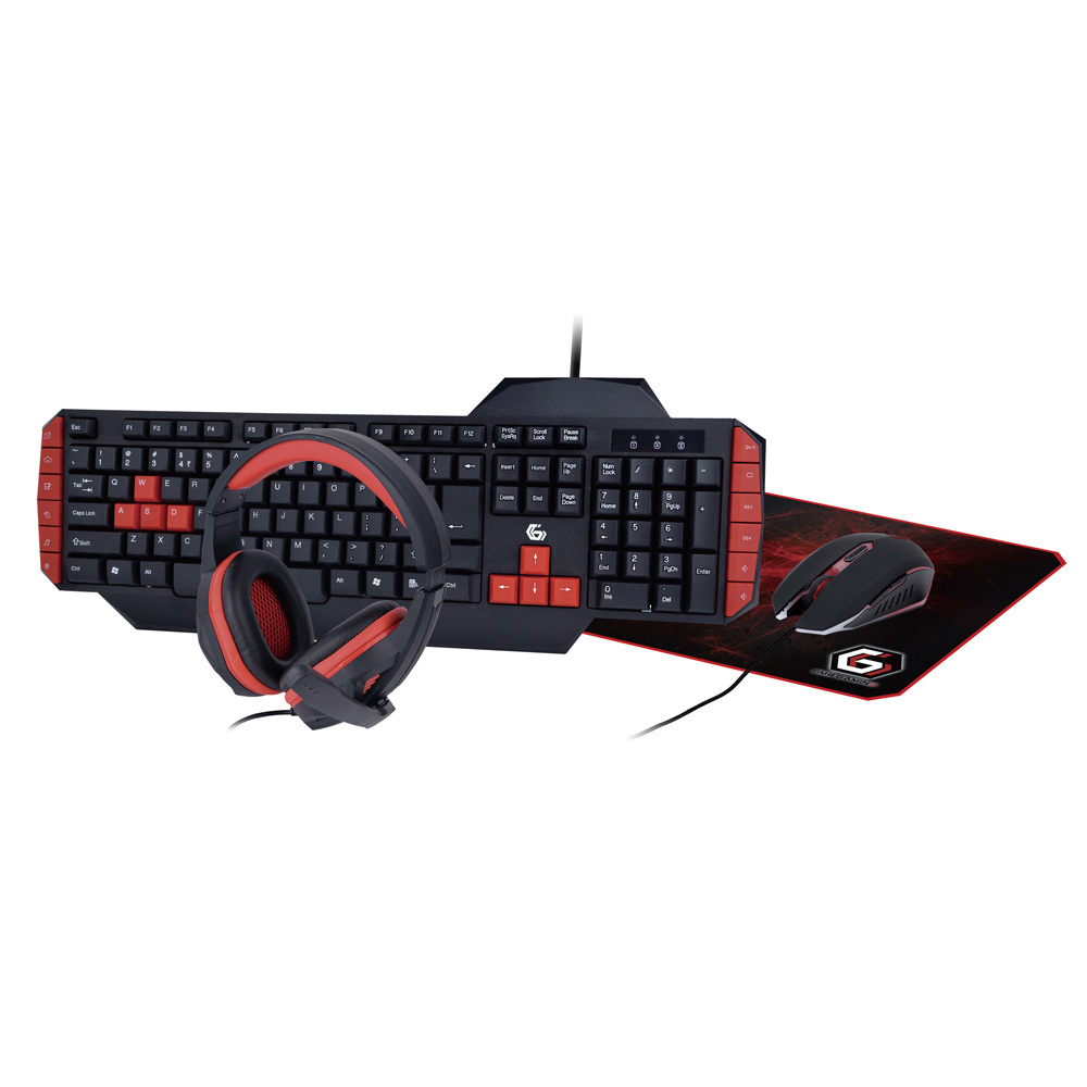 Gaming Keyboard & Mouse & Mouse Pad & Headset Gembird GGS-UMG4-02, US Layout, USB/3.5mm