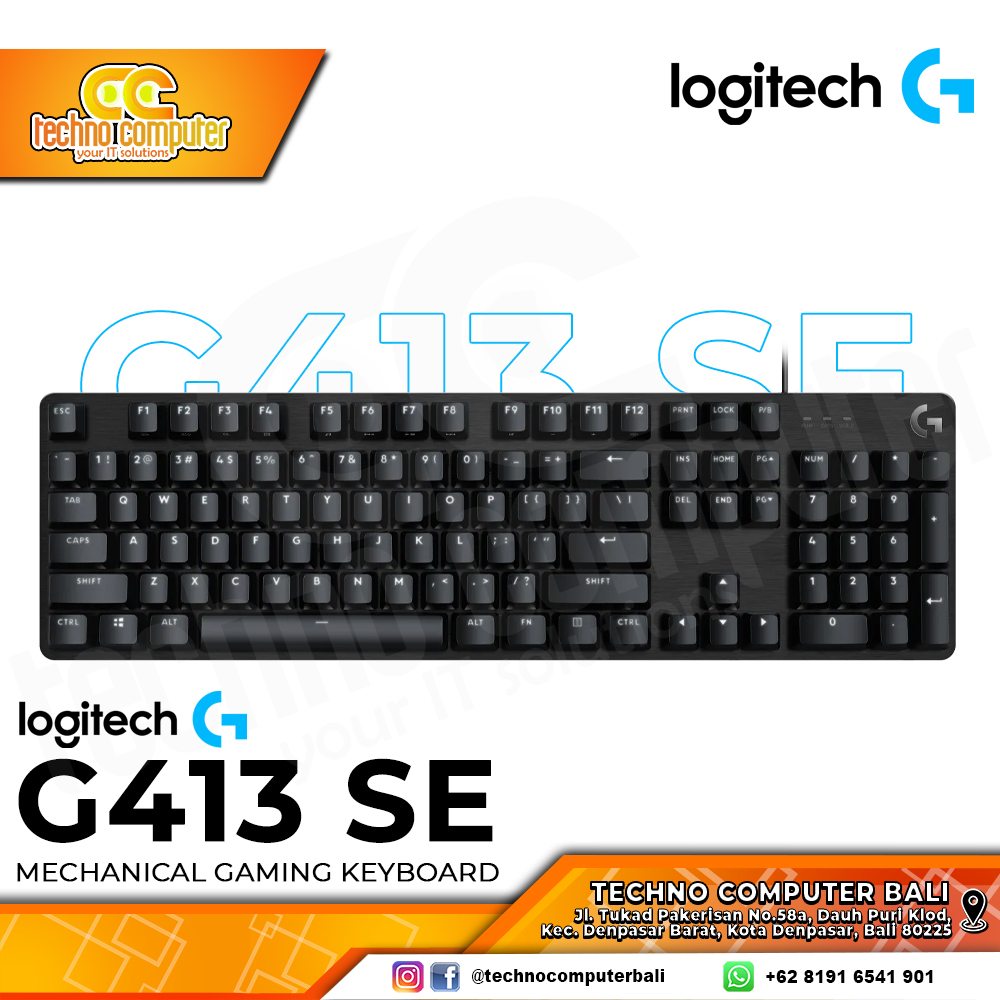 Gaming Keyboard Logitech G413 SE, Mechanical, Tactile SW, Aluminum, PBT keycaps, Backlight (White), 1.8m, USB, EN, Black