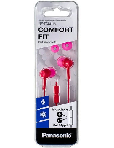Earphones Panasonic RP-TCM115GCP Pink, Mic, 4pin 1*mini-jack 3.5mm