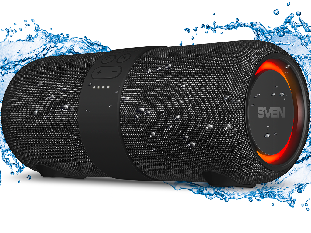 Speakers SVEN "PS-340" 24W, Waterproof (IPx6), TWS, Bluetooth, FM, USB, 3600mA*h, Black