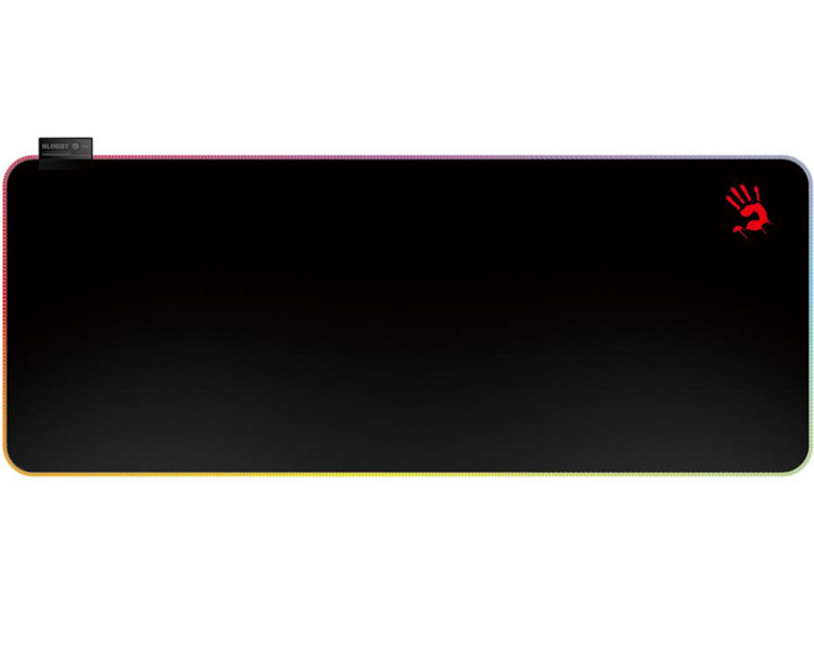 Gaming Mouse Pad Bloody MP-75N, 750 x 300 x 4mm, RGB Fiber-Optic Border, Non-Slip Rubber Base, Detachable Cable, Detachable Micro-USB Cable, Black