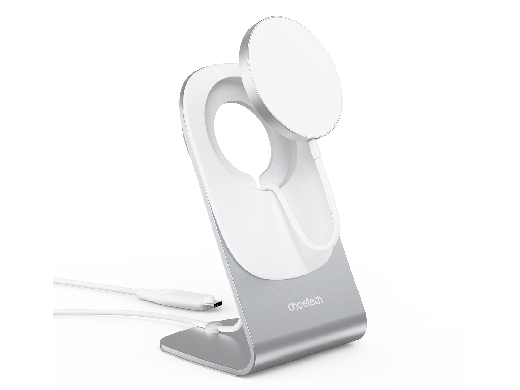 Wireless Magnetic Charger Stand CHOETECH, H046 + T518-F, White