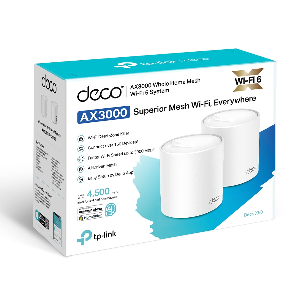 Whole-Home Mesh Dual Band Wi-Fi 6 System TP-LINK, "Deco X50-Outdoor(1-pack)", 3000Mbps, PoE/AC
