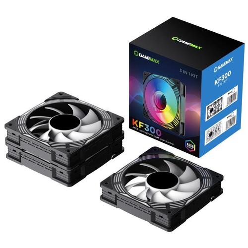 PC Case Fan GAMEMAX KF300 BK, 3xARGB Fan Kit, 120mm, <31.21dB, 800-1600RPM, Remote+ Hub, Black