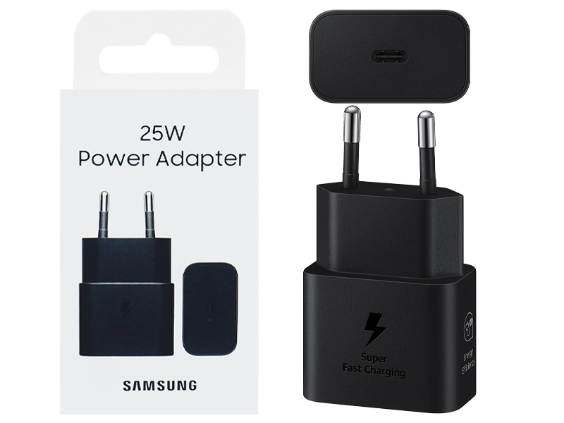 Original Sam. EP-T2510, Fast Travel Charger 25W PD (w/o cable), Black