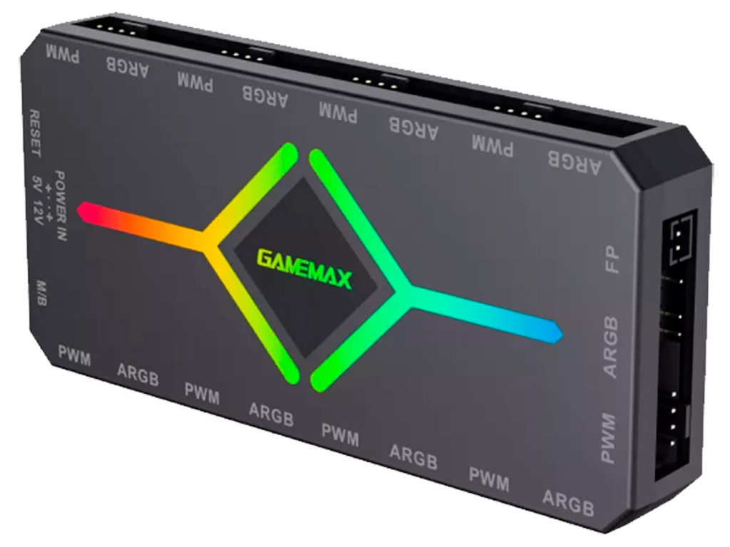 Fan Hub Gamemax Controller v4.0, 9 ports PWM+ARGB, Multi-channel PWM Temperature Control, Magnetic, Remote Control, Black