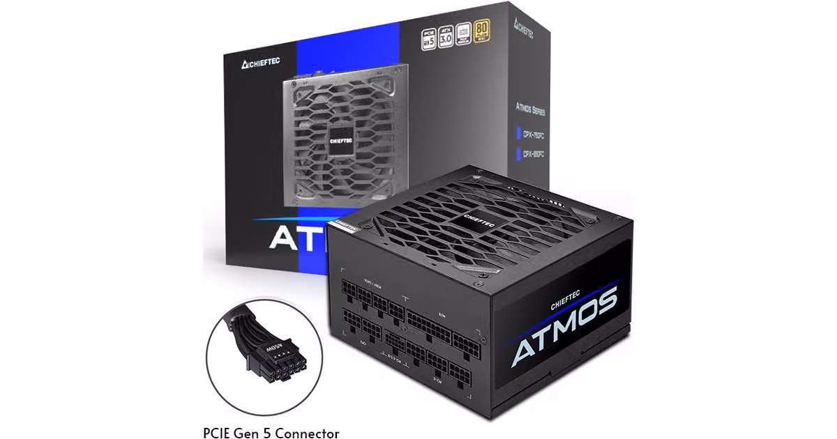 Power Supply ATX 750W Chieftec ATMOS CPX-750FC, 80+ Gold, 120mm, Active PFC, Full Bridge LLC + DC/DC, ATX 3.0, Full Modular, Black