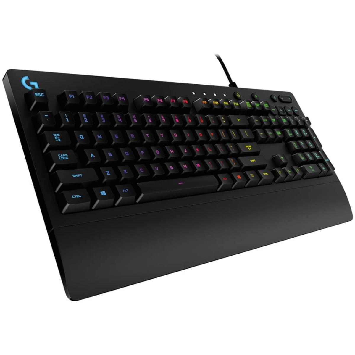 Gaming Keyboard Logitech G213 Prodigy, Mech-Dome, Spill-resistant, Media controls, RGB, 1.8m, USB, EN/RU, Black