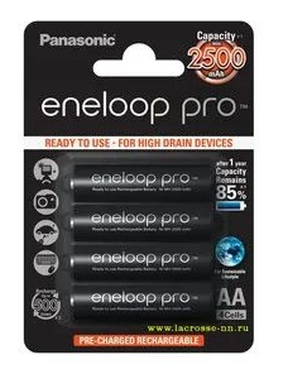 AA  Eneloop PRO 2500mAh, Blister*4, Panasonic, BK-3HCDE/4CP