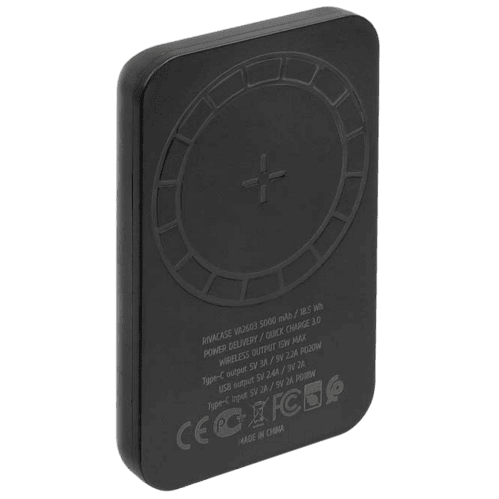 Power Bank Rivacase 5000 mAh, Magsafe 15W + QC/PD20W, VA2603, Black