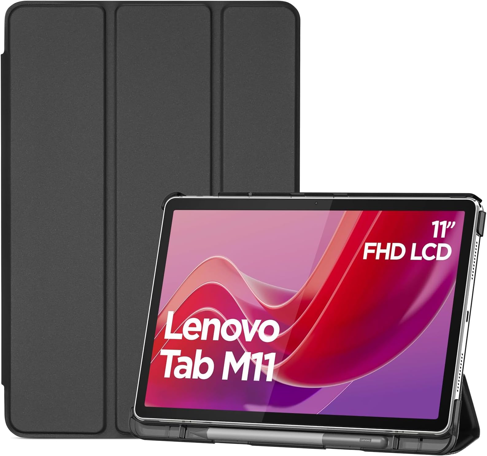 Tablet Case Book PU Leather for Lenovo Tab M11 (TB330XU)  (11"), Black