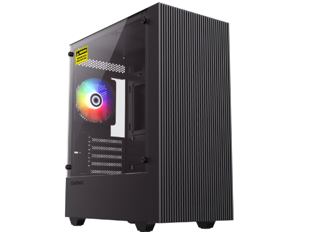 Case mATX GAMEMAX Edge, w/o PSU, 0.45mm, 1x120mm FRGB, Front Mesh, Tempered Glass, Dust Filter, 1xUSB3.0, 2xUSB2.0, 2x3.5", 3x2.5", Black